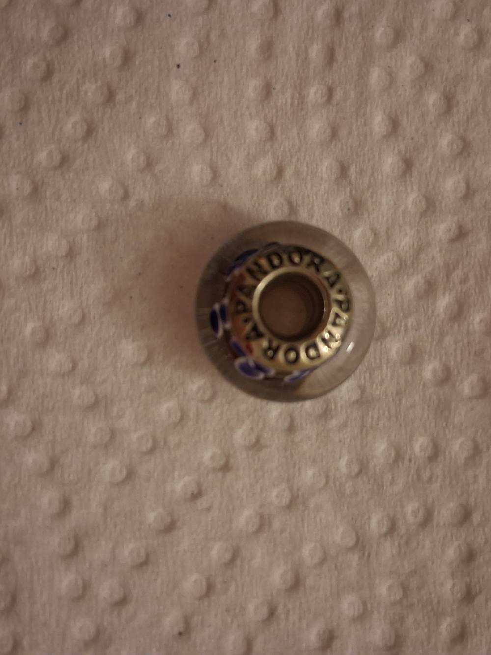 1 PANDORA Purple Floral Murano Glass Charm
